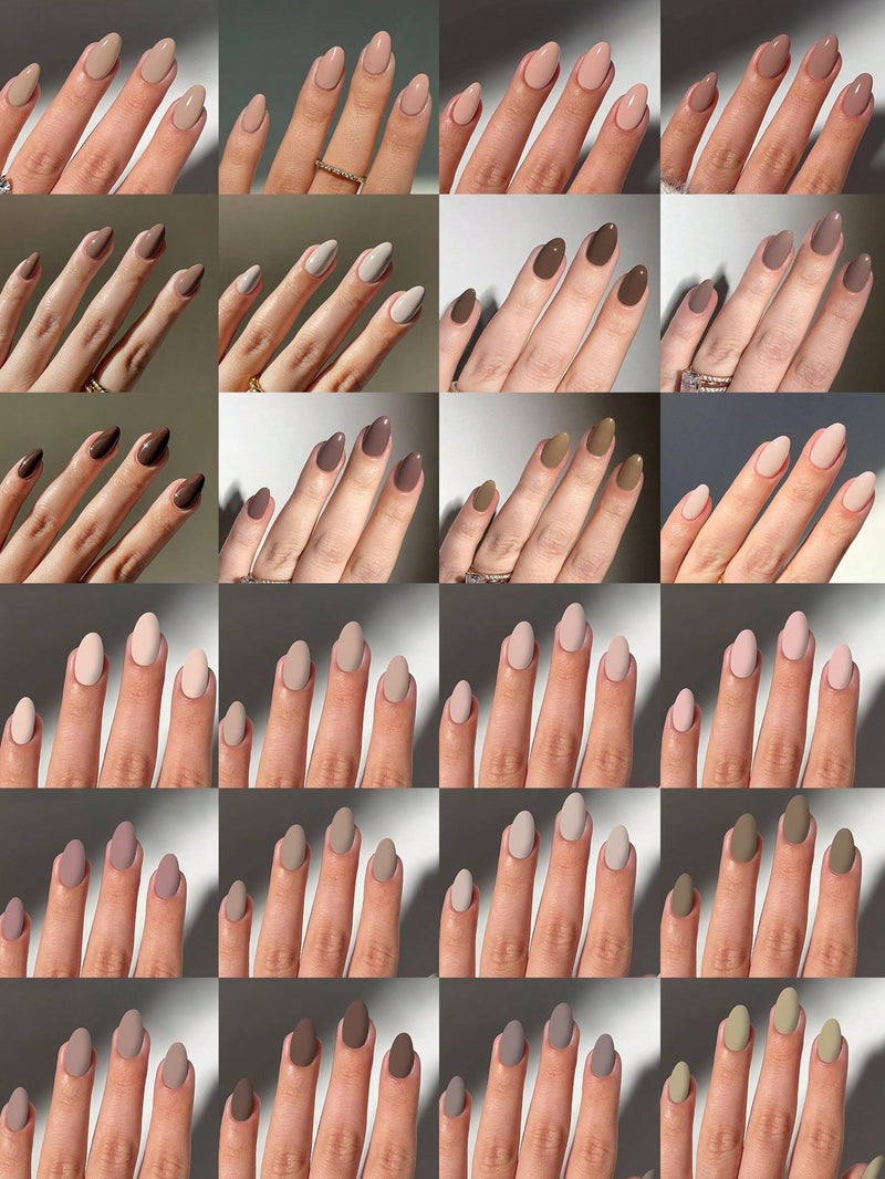 اظافر تركيب قصيرة طقم 576 قطعة بشكل لوزي بألوان مختلفة (24 لون) - طقم اظافر تركيب 576 قطعة مع مبرد و علبة تنظيم - Image 2